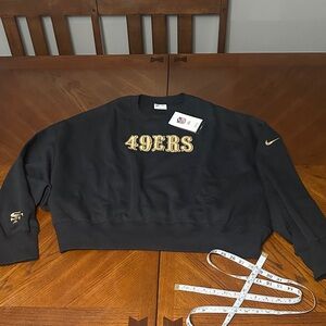 Nike Black and Gold 49ers Crew Neck Cropped Sweater